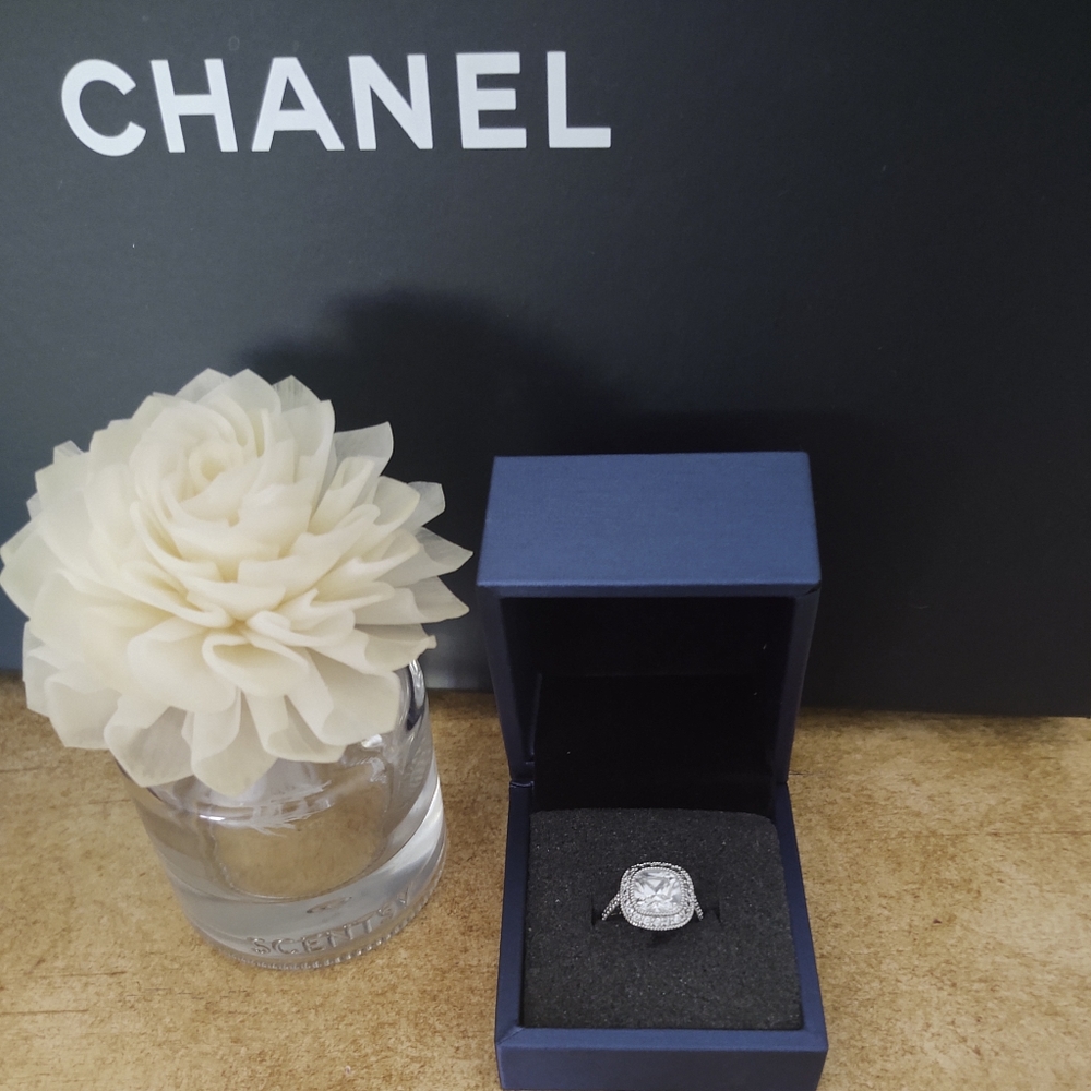 Cushion cut Diamonique engagement ring